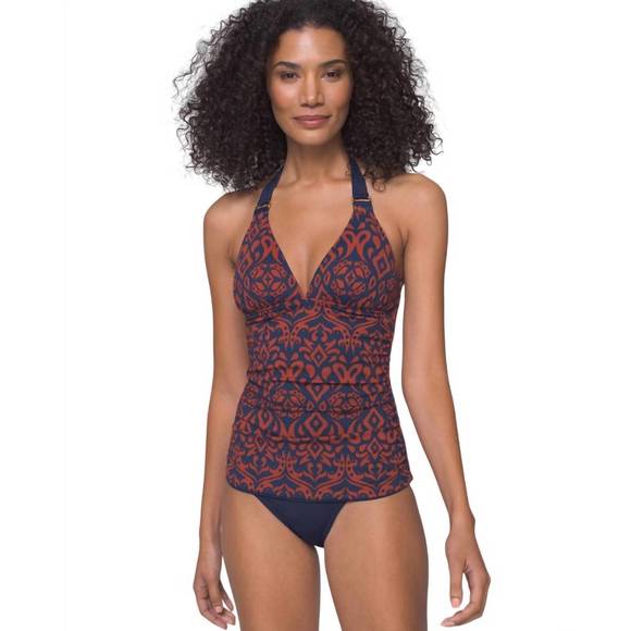 NEW TOMMY BAHAMA ikat diamonds reversible tankini top in navy - Picture 1 of 3